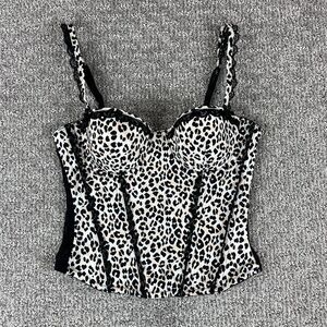 HM Bustier Bra Top Womens Six Corset Leopard Animal Print Sexy Burlesque Pin Up